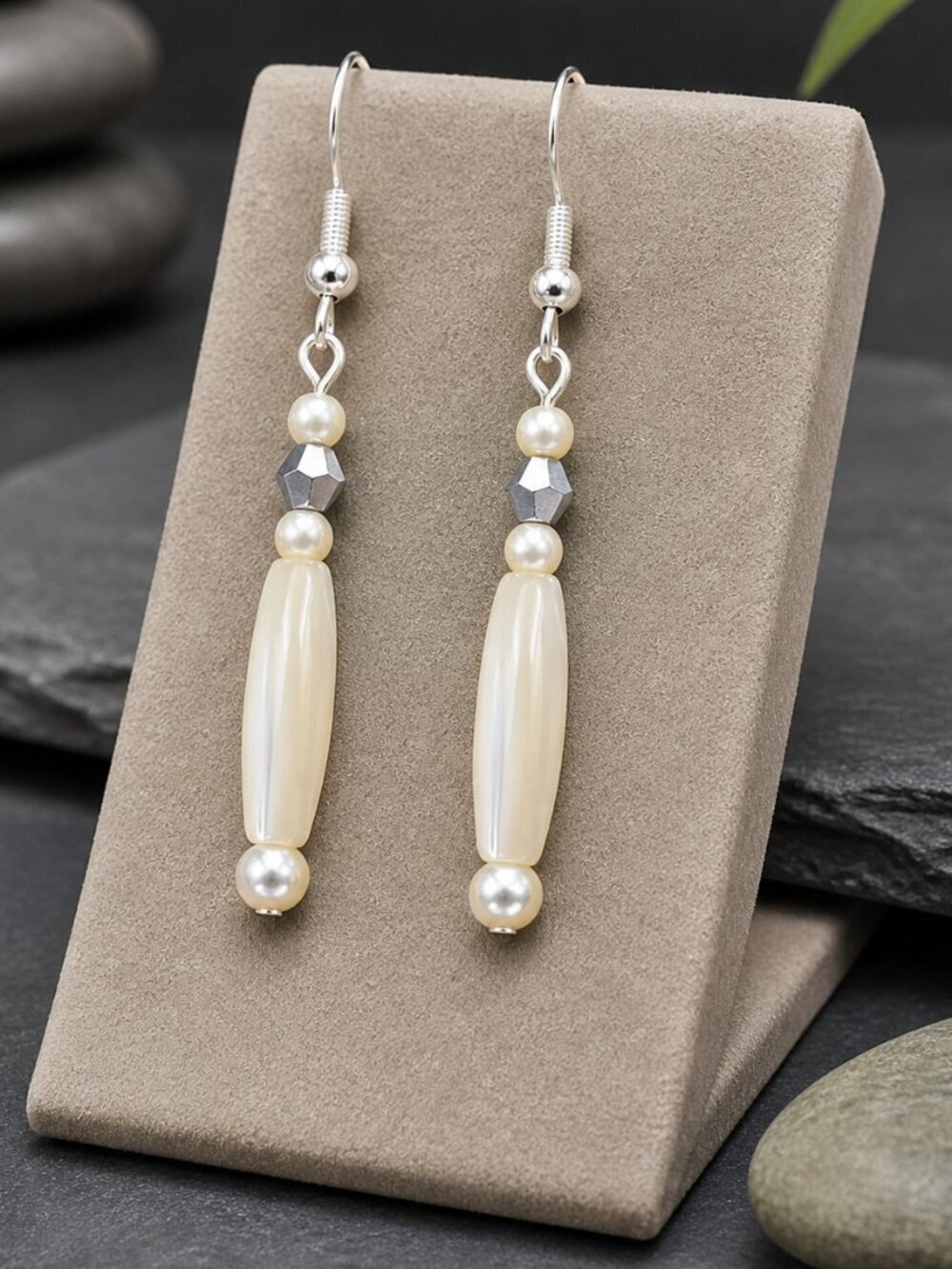 Simple Pearl Drop Earrings Sterling Silver | Handmade - Picture 1 of 7